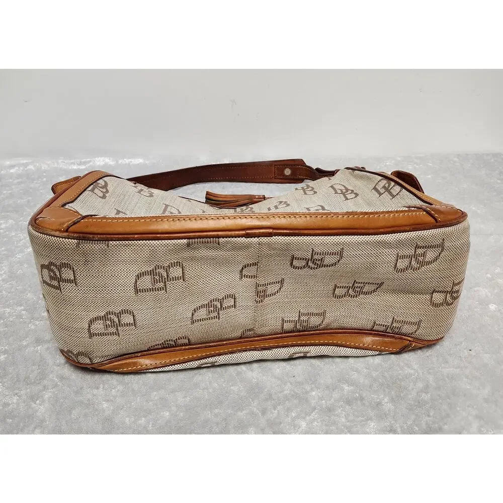 Dooney & Bourke Womens Cloth Trimmed in Leather hobo Handbag - Picture 7 of 11